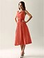 cheap Bridesmaid Dresses-Ball Gown / A-Line Straps Tea Length Taffeta Bridesmaid Dress with Bow(s) / Draping