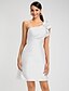 cheap Bridesmaid Dresses-Sheath / Column One Shoulder Knee Length Taffeta Bridesmaid Dress with Side Draping / Ruffles by LAN TING BRIDE®