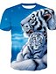 preiswerte T-Shirts für Herren mit 3D-Druck-Herrn Tier Tiger Druck T-shirt Aktiv Alltag Festtage Rundhalsausschnitt Blau / Kurzarm / Sommer