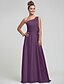 cheap Bridesmaid Dresses-Sheath / Column One Shoulder Floor Length Satin Chiffon Bridesmaid Dress with Beading / Side Draping / Ruched by LAN TING BRIDE®