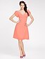 abordables Robes de demoiselle d&#039;honneur-Ball Gown / A-Line V Neck Knee Length Chiffon Bridesmaid Dress with Criss Cross