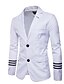 cheap Men&#039;s Trench Coat-Men&#039;s Party Chinoiserie Spring / Fall Plus Size Regular Suits, Solid Colored Notch Lapel Long Sleeve Cotton / Polyester Black / White