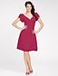 abordables Robes de demoiselle d&#039;honneur-Ball Gown / A-Line V Neck Knee Length Chiffon Bridesmaid Dress with Criss Cross