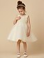 cheap Flower Girl Dresses-A-Line Knee Length Flower Girl Dress First Communion Cute Prom Dress Satin with Beading Fit 3-16 Years