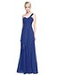 cheap Bridesmaid Dresses-Sheath / Column One Shoulder Floor Length Chiffon Bridesmaid Dress with Criss Cross / Ruffles