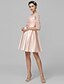 cheap Bridesmaid Dresses-A-Line Scoop Neck Short / Mini Satin / Lace Bodice Bridesmaid Dress with Lace