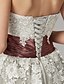 cheap Special Occasion Dresses-A-Line Color Block Holiday Homecoming Cocktail Party Dress Strapless Sleeveless Tea Length Satin Lace Over Tulle with Lace 2020