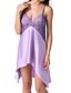 abordables Lingerie sexy-Femme Dentelle Dos Nu Sexy Nuisette &amp; Culottes Satin &amp; Soie Vêtement de nuit Couleur Pleine Blanche / Violet / Fuchsia M L XL / Col en V