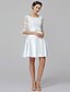 cheap Bridesmaid Dresses-A-Line Scoop Neck Short / Mini Satin / Lace Bodice Bridesmaid Dress with Lace