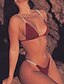 ieftine Bikini-Pentru femei De Bază Cu Bretele Roșu Vin Galben Roz Îmbujorat Bustieră Fașă Elastică Tanga Bikini Costume de Baie Costum de baie - Mată S M L Roșu Vin / Sexy
