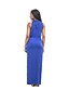 halpa فساتين طويلة-Women&#039;s Plus Size Party / Weekend Street chic Maxi Swing Dress - Solid Colored Ruched / Lace up Halter Neck Summer Navy Blue Light Blue Royal Blue XL XXL XXXL