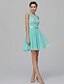 cheap Cocktail Dresses-Ball Gown Elegant Pastel Colors Homecoming Cocktail Party Dress Jewel Neck Sleeveless Short / Mini Chiffon Lace with Sash / Ribbon Beading 2020