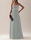 cheap The Wedding Store-Sheath / Column Strapless Floor Length Chiffon Bridesmaid Dress with Pleats / Draping / Flower