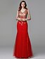 cheap Special Occasion Dresses-Mermaid / Trumpet Elegant Dress Prom Floor Length Sleeveless V Neck Lace with Lace Beading 2022