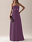 cheap The Wedding Store-Sheath / Column Strapless Floor Length Chiffon Bridesmaid Dress with Pleats / Draping / Flower