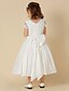 cheap Flower Girl Dresses-A-Line Knee Length Flower Girl Dress Wedding Cute Prom Dress Cotton with Bow(s) Fit 3-16 Years