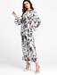 cheap Women&#039;s Jumpsuits &amp; Rompers-Women&#039;s Daily V Neck Green Wide Leg Jumpsuit, Floral M L XL Long Sleeve