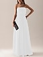 cheap The Wedding Store-Sheath / Column Strapless Floor Length Chiffon Bridesmaid Dress with Pleats / Draping / Flower