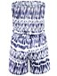 cheap Women&#039;s Jumpsuits &amp; Rompers-Women&#039;s Going out Street chic Boat Neck Blue Orange Brown Romper Onesie, Geometric / Color Block Print S M L Sleeveless Summer / Sexy