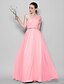 cheap Bridesmaid Dresses-A-Line One Shoulder Floor Length Tulle Bridesmaid Dress with Crystals / Criss Cross by LAN TING BRIDE® / Open Back