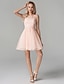 cheap Cocktail Dresses-A-Line Sparkle Dress Homecoming Short / Mini Sleeveless Illusion Neck Tulle with Sequin Appliques 2022 / Cocktail Party / Sparkle &amp; Shine