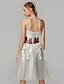 cheap Special Occasion Dresses-A-Line Color Block Holiday Homecoming Cocktail Party Dress Strapless Sleeveless Tea Length Satin Lace Over Tulle with Lace 2020