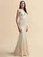 cheap Wedding Dresses-Mermaid / Trumpet V Neck Sweep / Brush Train Lace / Tulle Spaghetti Strap Sexy Plus Size Wedding Dresses with Lace 2020