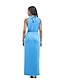 halpa فساتين طويلة-Women&#039;s Plus Size Party / Weekend Street chic Maxi Swing Dress - Solid Colored Ruched / Lace up Halter Neck Summer Navy Blue Light Blue Royal Blue XL XXL XXXL