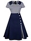 cheap Vintage Dresses-Women&#039;s Striped Daily Street chic Sheath Dress - Striped Square Neck Summer Black Red Navy Blue XL XXL XXXL