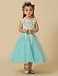 cheap Flower Girl Dresses-A-Line Knee Length Flower Girl Dresses Pageant Lace Sleeveless Jewel Neck with Sash / Ribbon 2022