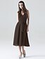 cheap Bridesmaid Dresses-A-Line Halter Neck / V Neck Tea Length Chiffon Bridesmaid Dress with Sash / Ribbon / Bow(s) / Ruched