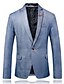 cheap Men&#039;s Trench Coat-Men&#039;s Party / Daily Spring &amp;  Fall Regular Blazer, Solid Colored Peaked Lapel Long Sleeve Polyester Blue / Black / Light Blue XXL / XXXL / 4XL