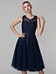 cheap Prom Dresses-A-Line Elegant Dress Cocktail Party Knee Length Sleeveless Jewel Neck Lace Over Tulle with Beading Appliques 2022 / Prom
