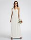 cheap Bridesmaid Dresses-Sheath / Column Bridesmaid Dress One Shoulder Sleeveless Elegant Ankle Length Georgette with Criss Cross