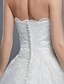 cheap Wedding Dresses-Ball Gown Wedding Dresses Sweetheart Neckline Court Train Lace Tulle Strapless Floral Lace with Buttons Appliques 2022