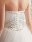 זול שמלות כלה-נשף שמלות חתונה לב (סוויטהארט) שובל קתדרלה תחרה מעל טול סטרפלס ברק ונצנצים תחרה פרחונית עם חרוזים 2022