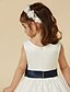 preiswerte Kleider für die Blumenmädchen-Prinzessin Tee-Länge Blumenmädchenkleid Süßes Ballkleid Satin mit Schärpe / Band Fit 3-16 Jahre