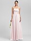 cheap Bridesmaid Dresses-Sheath / Column Strapless Floor Length Chiffon Bridesmaid Dress with Bow(s) Draping Sash / Ribbon Side Draping by LAN TING BRIDE®