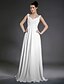 cheap The Wedding Store-A-Line Bridesmaid Dress Straps / V Neck Sleeveless Elegant Floor Length Chiffon with Criss Cross / Beading / Draping 2022