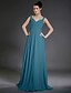 cheap The Wedding Store-A-Line Bridesmaid Dress Straps / V Neck Sleeveless Elegant Floor Length Chiffon with Criss Cross / Beading / Draping 2022