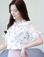 billige Bluser og trøjer til kvinder-Høj krave Løstsiddende Dame - Blomstret Trykt mønster Basale Bluse / Sommer
