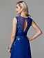 preiswerte Kleider für besondere Anlässe-Sheath / Column Elegant Dress Prom Formal Evening Floor Length Sleeveless Jewel Neck Chiffon with Lace Appliques 2024