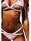 abordables Bikinis-Mujer Bañadores Bikini Traje de baño Espalda al Aire Color sólido Negro Blanco Rosa Triángulo Hombros Caídos Trajes de baño Deportivo