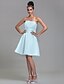 cheap Bridesmaid Dresses-A-Line Strapless Knee Length Satin Bridesmaid Dress with Draping Ruched by LAN TING BRIDE®