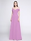 cheap Bridesmaid Dresses-Sheath / Column Spaghetti Strap Floor Length Chiffon Bridesmaid Dress with Beading / Criss Cross by LAN TING BRIDE® / Color Block