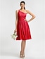 cheap Bridesmaid Dresses-Sheath / Column One Shoulder Knee Length Chiffon Bridesmaid Dress with Sash / Ribbon / Ruched / Side Draping