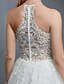 cheap Wedding Dresses-Ball Gown Halter Neck Chapel Train Lace / Organza Regular Straps Beautiful Back Made-To-Measure Wedding Dresses with Beading / Appliques 2020