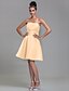 cheap Bridesmaid Dresses-A-Line Strapless Knee Length Satin Bridesmaid Dress with Draping Ruched by LAN TING BRIDE®