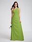 cheap Bridesmaid Dresses-Sheath / Column Bridesmaid Dress One Shoulder Sleeveless Elegant Floor Length Chiffon with Beading / Side Draping