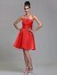 cheap Bridesmaid Dresses-A-Line Strapless Knee Length Satin Bridesmaid Dress with Draping Ruched by LAN TING BRIDE®